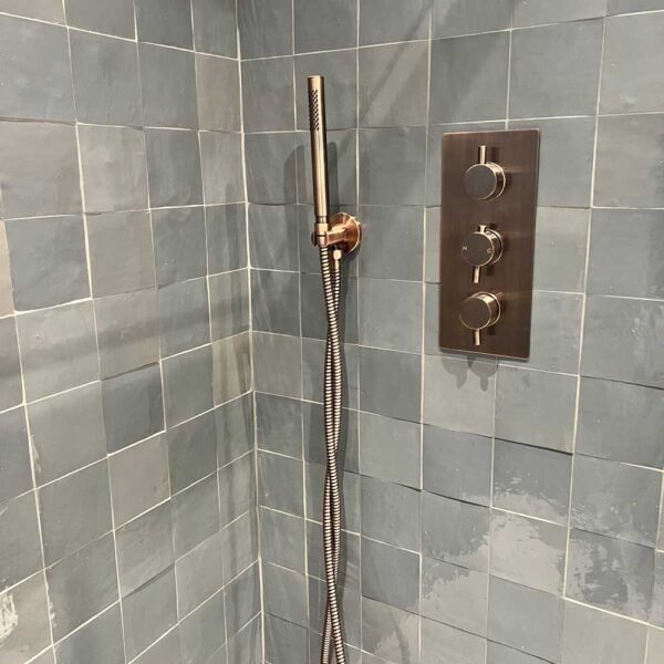 Parma grey zellige shower tiles