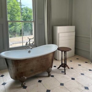 French white antiqued octagon stone floor