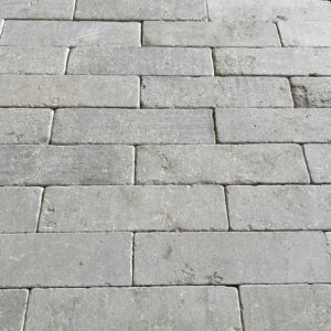 Chalon grey tumbled limestone brick paver