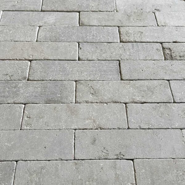 Chalon grey tumbled limestone brick paver