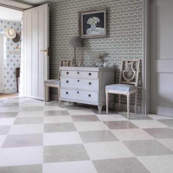 Petworth limestone checkered floor