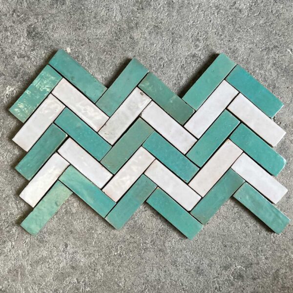 Teal Green and Old Ivory Bejmat tiles