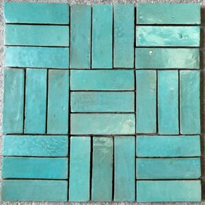 Teal green bejmat tiles from Morocco