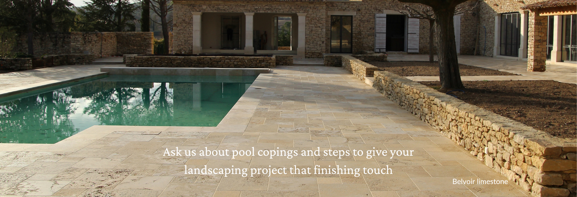 Limestone pool copings and paving